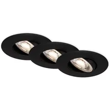 Briloner - 3er Set LED Einbaustrahler 230V, LED Strahler Badezimmer IP65, Deckenstrahler stufenlos dimmbar, Spots, Deckenspots, Badezimmerlampe, Schwarz, 90x42 mm (DxH)