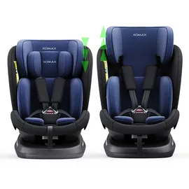 XOMAX 946i Kindersitz drehbar 360° mit ISOFIX, Liegefunktion I mitwachsend I 0-36 kg, 0-12 Jahre, Gruppe 0/1/2/3 I 5-Punkt-Gurt und 3-Punkt-Gurt I Bezug abnehmbar, waschbar I ECE R129