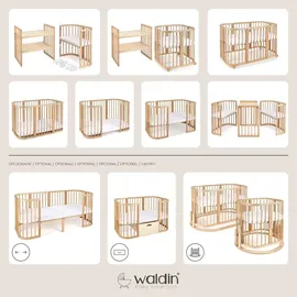 Waldin Babybett Kinderbett 7in1 mit Matratze,