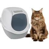 Karlie Flamingo Katzentoilette Trini Grau – Größe XL (46 × 67 × 49 cm) – Mit Aktivkohlefilter – Aus 98 % recyceltem Kunststoff – Geräumig & Hygienisch