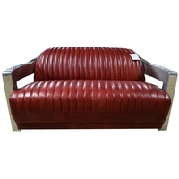 JVmoebel Sofa, Sofa Vintage 2 Sitzer Ledersofa Retro Möbel Sofa Couch Polster Zweisitzer Neu rot