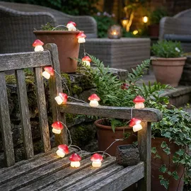 ETC Shop Solar Lichterkette Pilze 270 cm Rot-Weiß