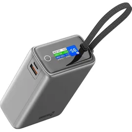 Swissten 25000 mAh Reise-Powerbank mit integriertem Kabel, Grau