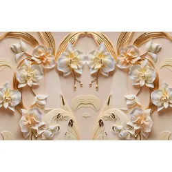 Fototapete PAPERMOON "Muster mit Blumen", bunt, B:3,50m L:2,60m, Vlies, Tapeten