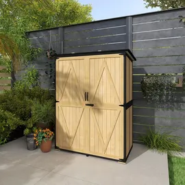 Outsunny Gartenschrank, Geräteschuppen aus Holz, Wetterfest Geräteschrank