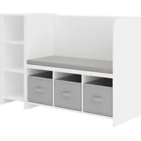 [en.casa] Sitzbank Høylandet Weiß/Grau 76 x 112 x 40 cm