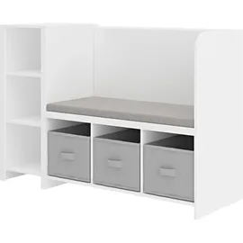[en.casa] Sitzbank Høylandet Weiß/Grau 76 x 112 x 40 cm