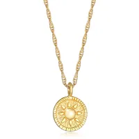 Elli Halskette ELLI Sonne Antik Coin Kordelkette 925 Silber / Gold