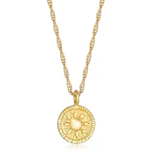Elli Halskette ELLI Sonne Antik Coin Kordelkette 925 Silber / Gold