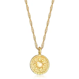 Elli Halskette ELLI Sonne Antik Coin Kordelkette 925 Silber / Gold