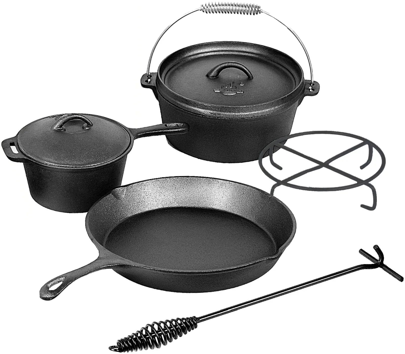 Topf-Set EL FUEGO "El Fuego Dutch Oven", schwarz, Töpfe, aus Gusseisen, mit spezieller Oberflächenveredelung
