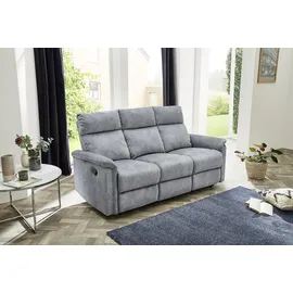 luma-home schönes für dein zuhause 3-SITZER-RELAXSOFA 180/90/100 cm Federkern, Liegefunktion verstellbar durch halbautomatische Relaxfunktion, Velours Vintage Grau / 15128