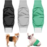 Dalephoric 3 Stück Hundewindeln für Rüden, Rüdenwindel, Wiederverwendbare Hundewindeln, Windeln für Männliche Hunde, Windeln für Hunde, Hochsaugfähige, Waschbar (Schwarz, Grün, Grau, Größe L)