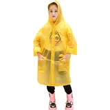 Regenmantel Kinder Regenponcho Wasserdicht Regencape für Jungen Mädchen Unisex Kinder Regenponcho Regencape Regenschutz Gelb Regenmantel Regenanzug Regenjacke für Schule Radfahren Wandern Camping (M) - 90-120