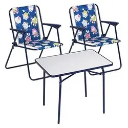 BEST Kinder-Sitzgruppe, blau Metall, 3-teilig