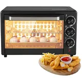 Minibackofen mit Umluft (22L), 3in1 Backofen,Pizza-Ofen,Airfryer-Einsatz,Backblech,Ofenhandschuhe,Rezeptheft, Innenbeleuchtung,Toaster Grill Pizzaofen Mini Backofen ideal für Camping ﻿ (22L)