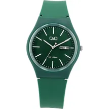 Q&Q Uniuhr mit Silikonarmband in grün, 10 Bar wasserdicht