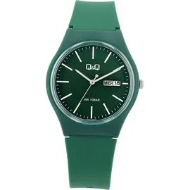 Q&Q Uniuhr mit Silikonarmband in grün, 10 Bar wasserdicht