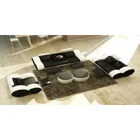 JVmoebel Polstergarnitur Leder Sofa 3+2+1 Mit USB Relax Couch Sofagarnitur Couchgarnitur, (3-tlg., Sofagarnitur 3+2+1 Sitzer), Made in Europa beige|schwarz