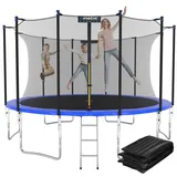 Kinetic Sports Salto Plus 366 cm  inkl. Sicherheitsnetz, Regenplane und Leiter Blau