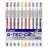 Pilot G-Tec C4 Tintenroller Gel Micro, 0,4 mm Spitze,10er-Pack sortiert