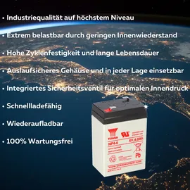 YUASA Blei-Akku NP4-6 Pb 6V / 4Ah Faston 4,8