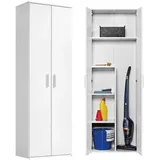 mokebo Besenschrank Weiß Holzwerkstoff, 4 Fächer, 60x180x34 cm, Waschküche, Mehrzweckschränke