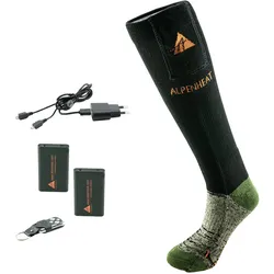 Alpenheat Beheizbare Socken Wolle, schwarz-grün, M (39-41)