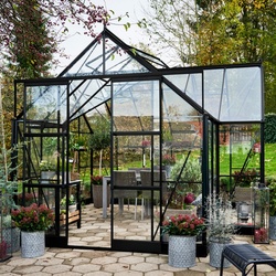 Gewächshaus Orangerie 12,9m2 schwarz aus Sicherheitsglas Garden Room - Halls