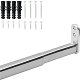 vasalat Kleiderstange ausziehbar 60-90 cm, robust & vielseitig - ausziehbare Kleiderstange, Garderobenstange bis 20kg belastbar - Schrankrohr ausziehbar mit Halterung