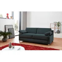 Schlafsofa BALI "Viola" Sofas Gr. 140cm x 200cm, Kaltschaummatratze, Basic: Gitterrostunterfederung mit Kaltschaummatratze, blau (rauchblau) mit Seitenkissen