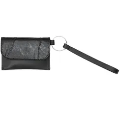 Schlüssel-Anhänger GRETCHEN "Envelope Keyring", schwarz (schwarz, meliert), Schlüsselanhänger, Damen, aus italienischem Kalbsleder