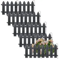 10x Kunststoff Gartenzaun Grau Grenze Palisade Einfassung Rasen 2m - Grau