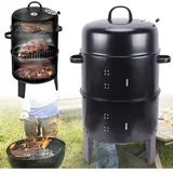 Bbq Grilltonne 3in1, Räuchergrill Smoker Holzkohlegrill, Ø4084cm Multifunktionsgrill, Regulierbar Luftabzug Und Thermometer Für Räuchern, Räucherofen, Freien Grillen & Garen