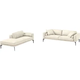 Egoitaliano Polstergarnitur Masu, Design trifft sensationellen Sitzkomfort, Set besteht aus 2,5-Sitzer, freistehende Ottomane und 3 Rollkissen weiß
