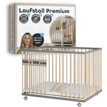 Sämann Laufgitter Matratze Cloud Air, Sprossen Lattenrost grau/natur Premium | Gr.: 100x100 cm