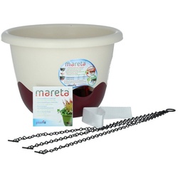 PLASTIA Blumenampel »Mareta 30 Elfenbein / Weinrot mit Erdbewässerung«