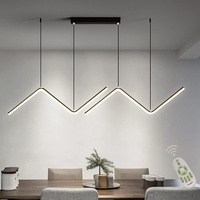 LED Pendelleuchte Dimmbar Höhenverstellbar Esstischlampe Esszimmer Hängelampe Küchen Decke Lampe mit Fernbedienung, Modern Deko Design Acryl-schirm Kronleuchter für Wohnzimmer (Schwarz, L90cm 30W)