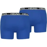 Head Herren Boxershort 2er Pack - Basic, Baumwoll Stretch, einfarbig Blau/Schwarz XL