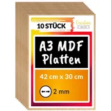 Creative Deco 10 x MDF Platten 30 cm x 42 cm x 0,2 cm