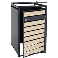 Mendler XL 1er/2er-Mülltonnenverkleidung HWC-J81, Mülltonnenbox, Metall 36kg anthrazit Buche-Holzoptik