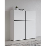 INOSIGN Highboard »Cross, moderne grifflose Hochkommode mit 4 Türen,Türkommode«, Hochschrank, Höhe 139 cm mit viel Stauraum, Einlegeböden verstellbar, weiß