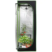 Clanmacy Gewächshaus Growbox Pflanzenzelt Indoor & Outdoor 99,9 % lichtundurchlässig 60 cm x 60 cm x 180 cm