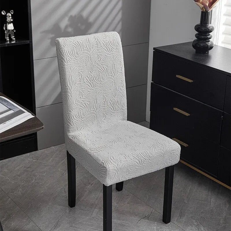 Wasserdichte Esszimmerstuhlbezüge, Super Fit Stretch Jacquard Hussen für Parson-Stühle, abnehmbare und waschbare Stuhlsitzschoner für Zuhause, Küche, Bankett, grau, 4 Stück