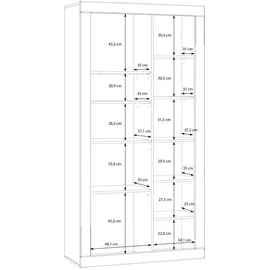 Möbel Kraft Vitrine Push-to-Open 100,8 x 41,4 x 195,9 cm Weiß
