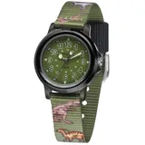 JACQUES FAREL KSB 989 Analog Quarz Stoffband Grün Schwarz