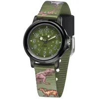 JACQUES FAREL KSB 989 Analog Quarz Stoffband Grün Schwarz