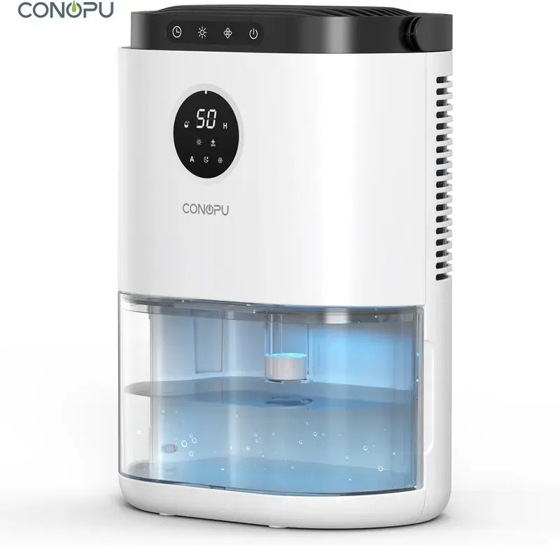CONOPU Luftentfeuchter CS02B, 2,3 l Wassertank, für Räume bis 5–15 m2, Dual-Semiconductor-Technologie, automatische Abtauung & automatische Abschaltung, 3 Betriebsmodi, 7-Farben-Beleuchtung.