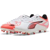 Puma Ultra 5 Play FG/AG Unisex Fussballschuh, PUMA White-PUMA Black-Glowing Red,