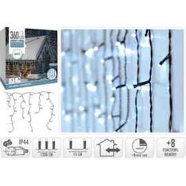 free & easy, self import agencies LED-Eiszapfenbeleuchtung kaltweiß, 360 LEDs, Grünes Kabel, Innen/Außen, 15m